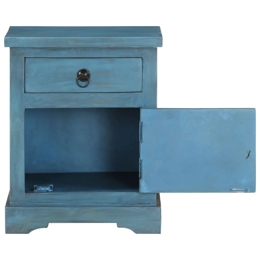 Table de chevet Bois de manguier massif 40x30x50 cm Bleu - 7