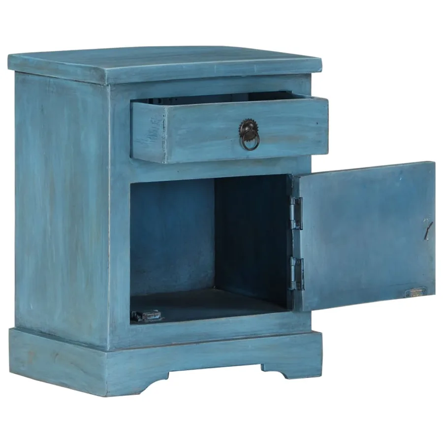 Table de chevet Bois de manguier massif 40x30x50 cm Bleu - 8