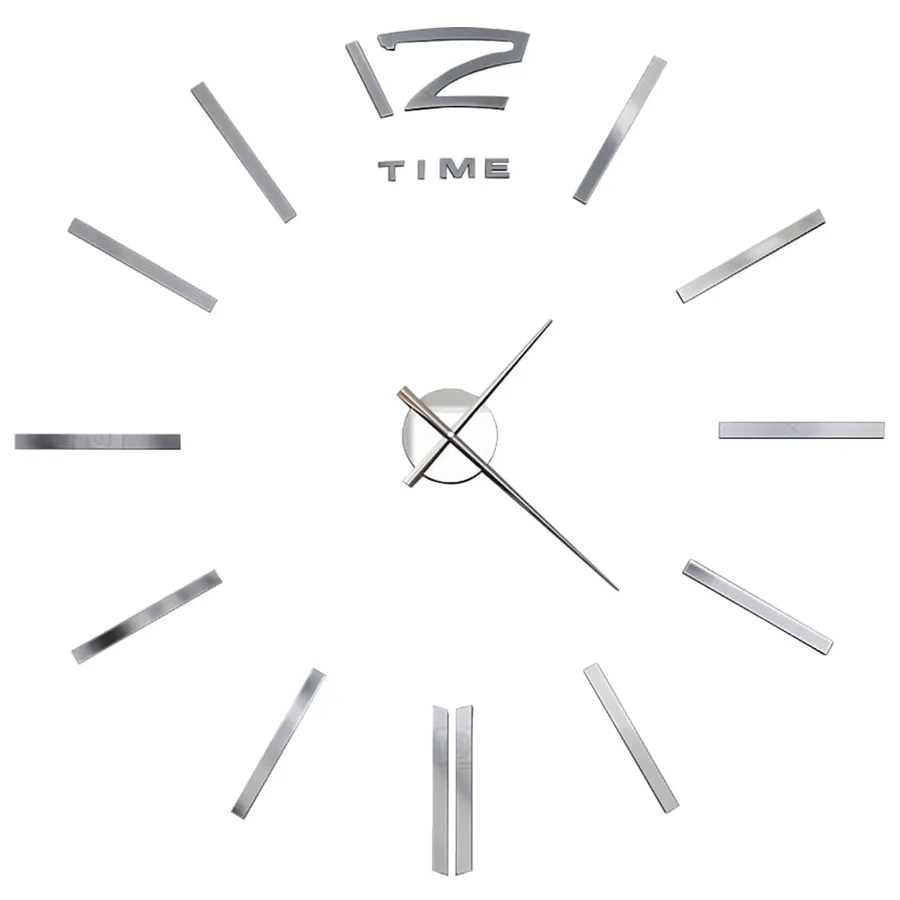 Horloge murale 3D Design moderne 100 cm XXL Argenté - 3