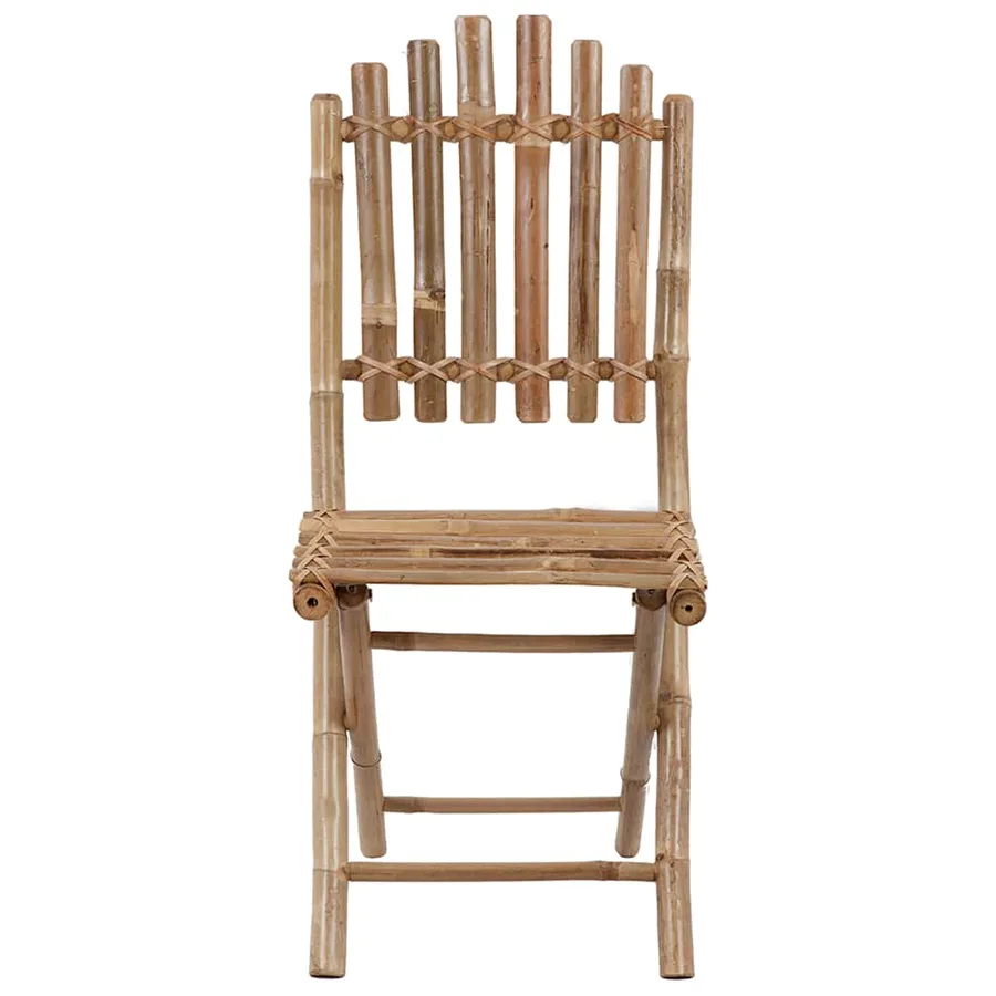 Mobilier à dîner d'extérieur pliable 5 pcs avec coussins bambou - 4