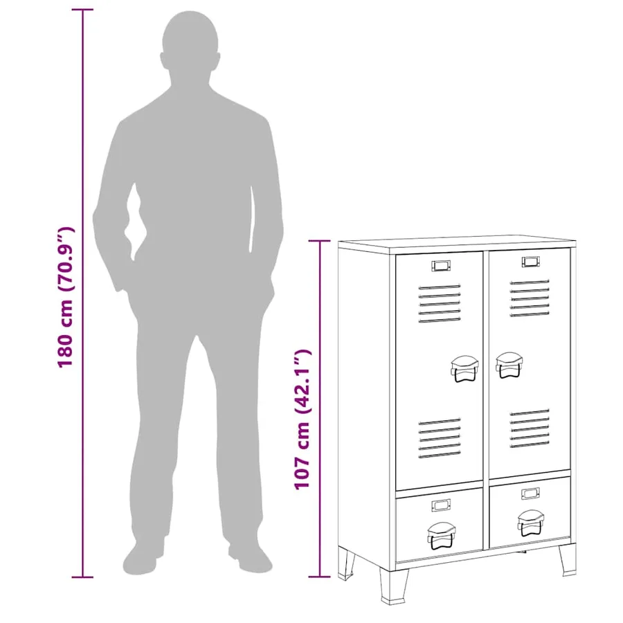 Garde-robe industrielle Blanc 67x35x107 cm Acier - 11