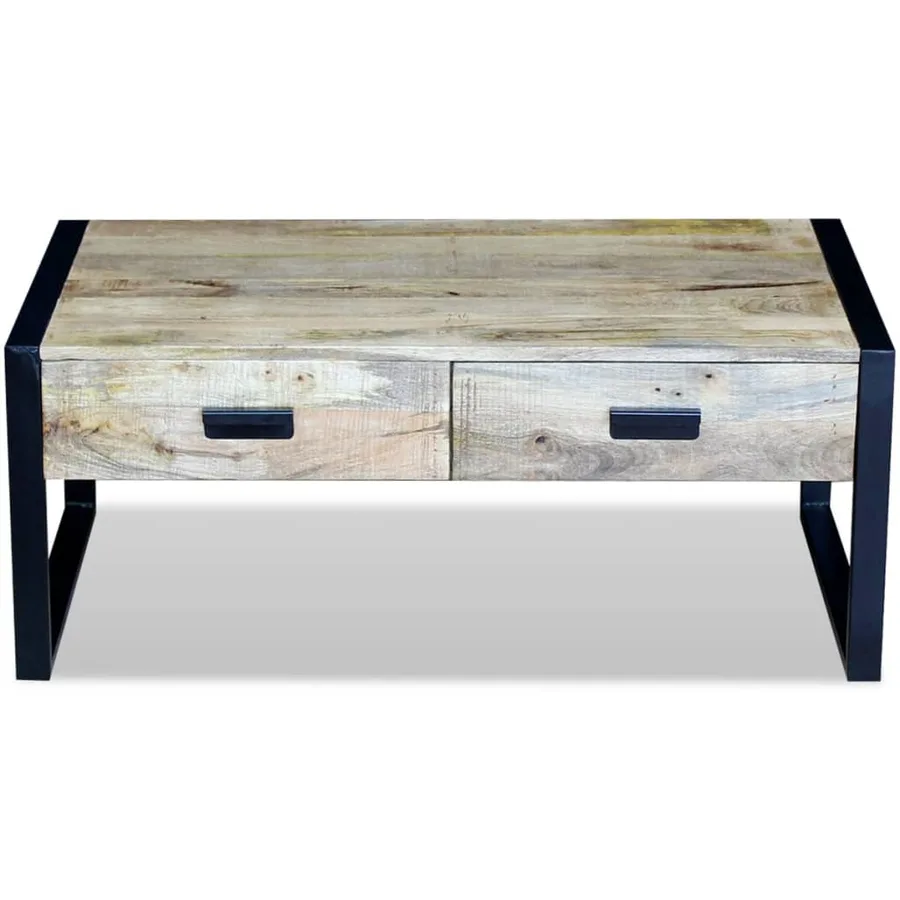 Table basse avec 2 tiroirs Bois de manguier massif 100x60x40 cm - 6