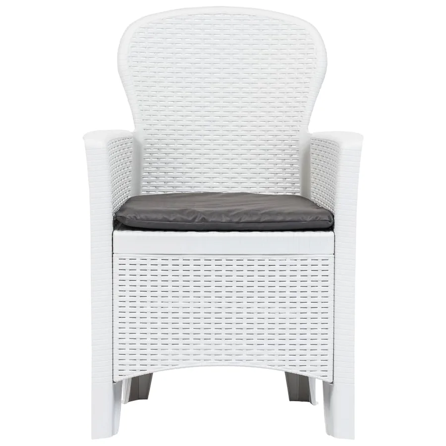 Chaise de jardin lot de 2 coussin Blanc Plastique Aspect rotin - 4