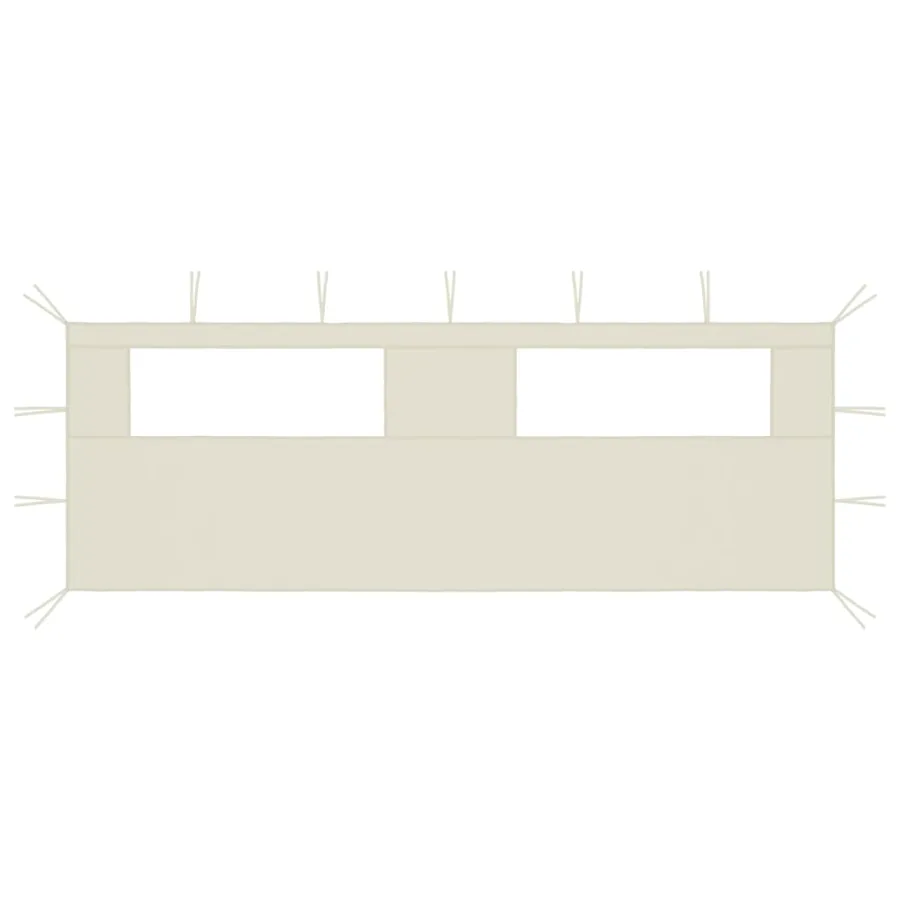 Paroi latérale de belvédère avec fenêtres 6x2 m Crème
