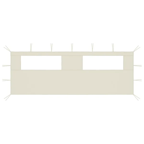 Paroi latérale de belvédère avec fenêtres 6x2 m Crème