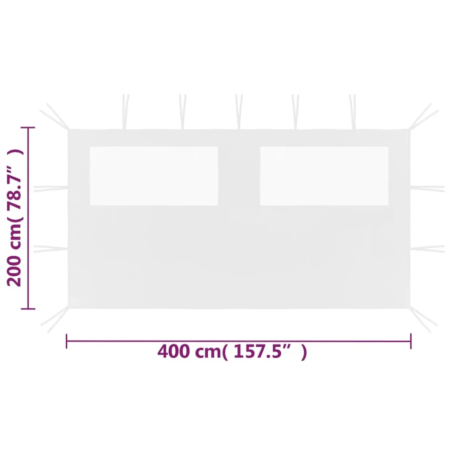 Paroi latérale de belvédère avec fenêtres 4x2 m Blanc - 4