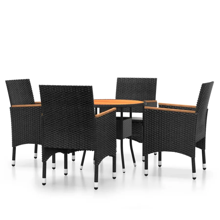 Ensemble à manger de jardin 5 pcs Résine tressée Noir - 2