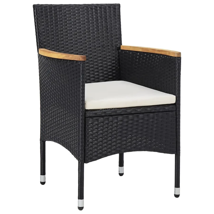Ensemble à manger de jardin 5 pcs Résine tressée Noir - 3