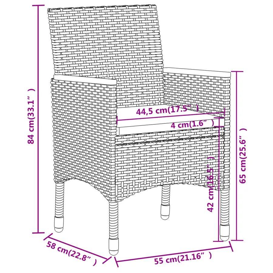 Ensemble à manger de jardin 5 pcs Résine tressée Noir - 7