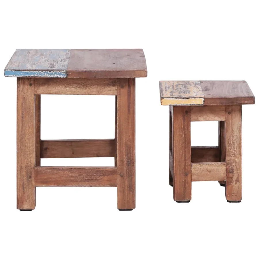 Tables gigognes 2 pcs bois d'acajou massif - 2