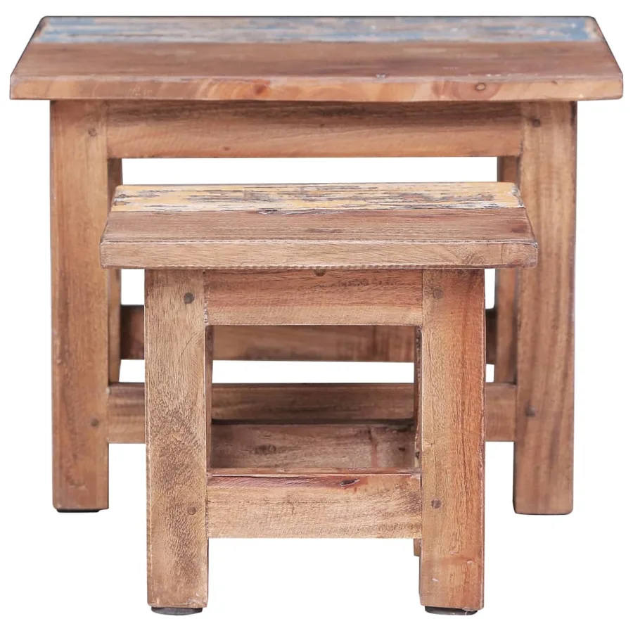 Tables gigognes 2 pcs bois d'acajou massif - 3