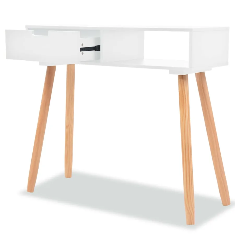 Table console Bois de pin massif 80 x 30 x 72 cm Blanc - 2