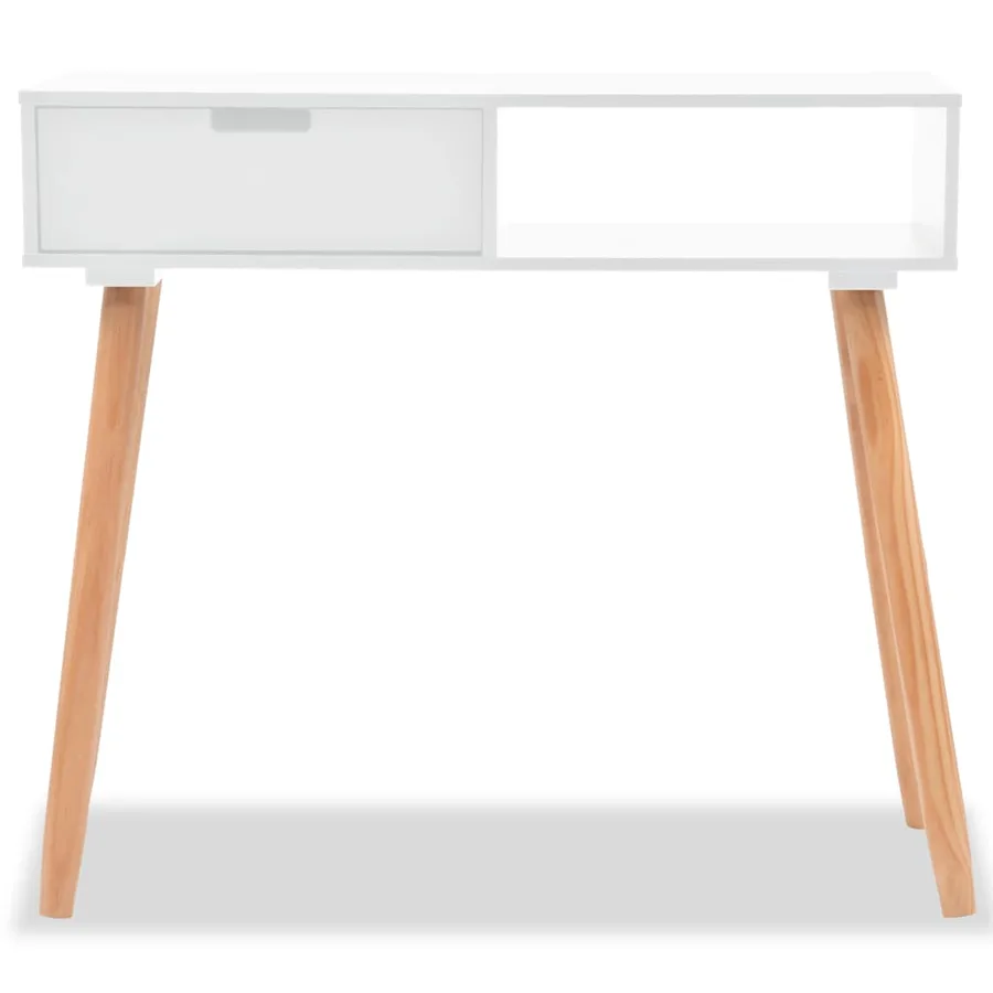 Table console Bois de pin massif 80 x 30 x 72 cm Blanc - 3