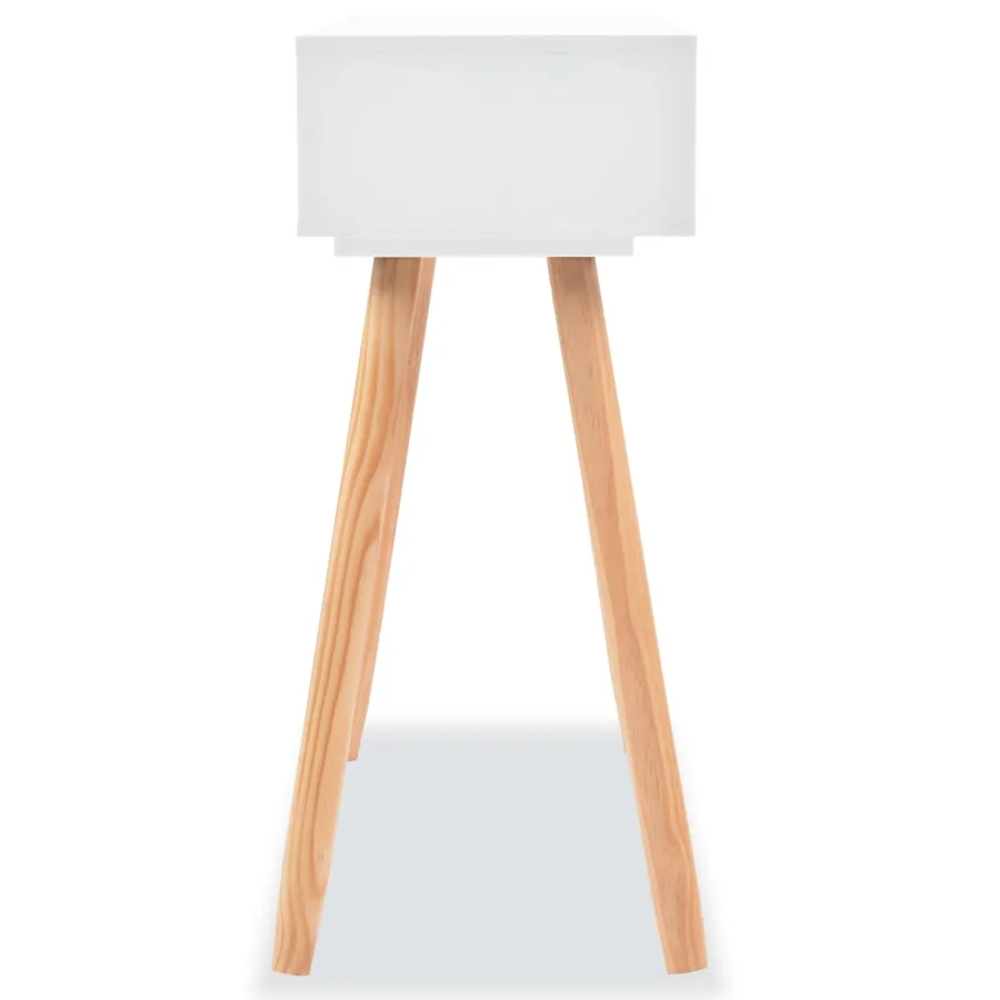 Table console Bois de pin massif 80 x 30 x 72 cm Blanc - 4