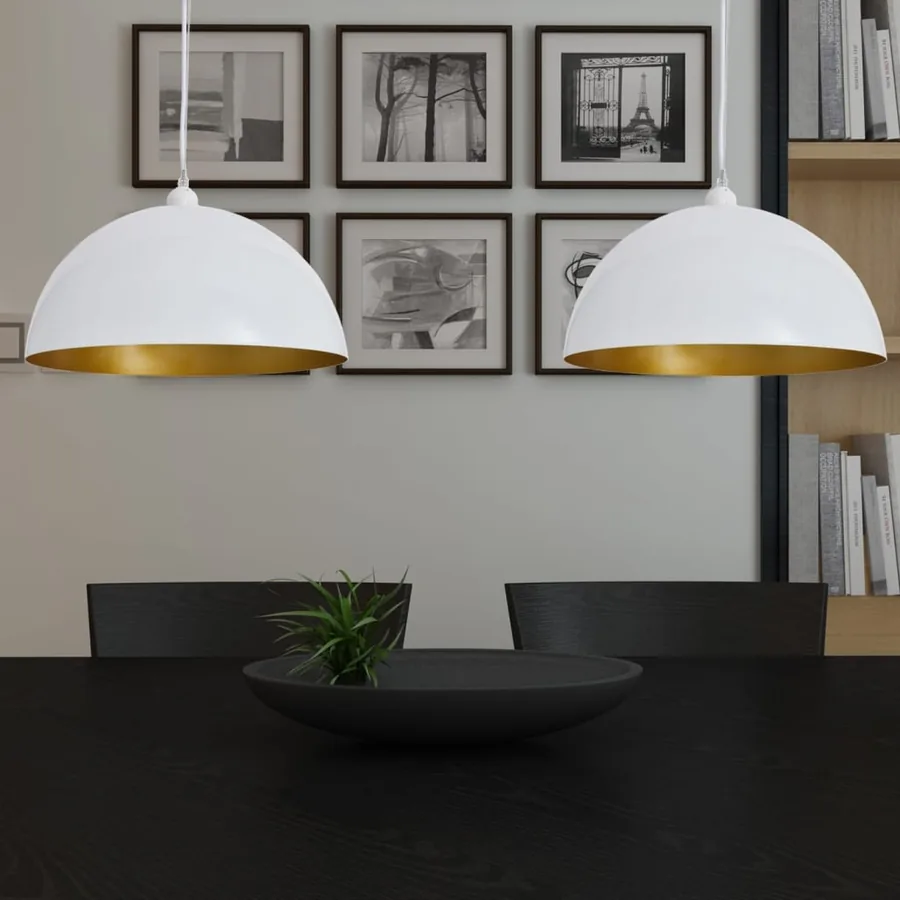 Plafonnier 2 pcs Hauteur réglable Semi-sphérique Blanc