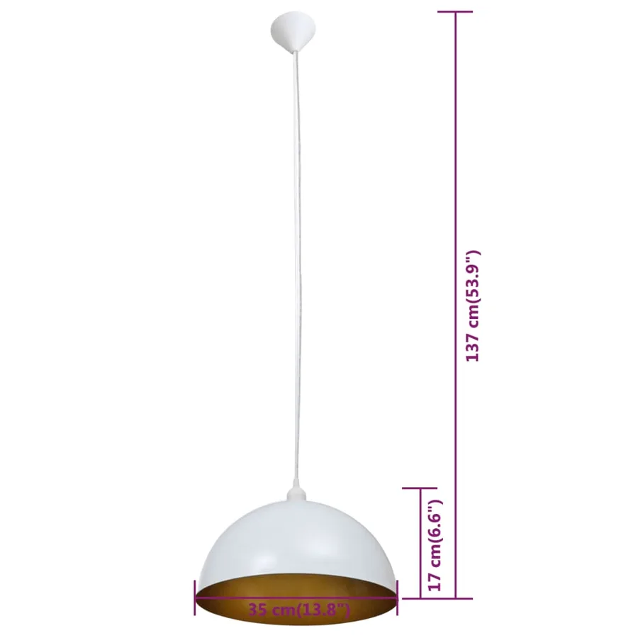 Plafonnier 2 pcs Hauteur réglable Semi-sphérique Blanc - 9