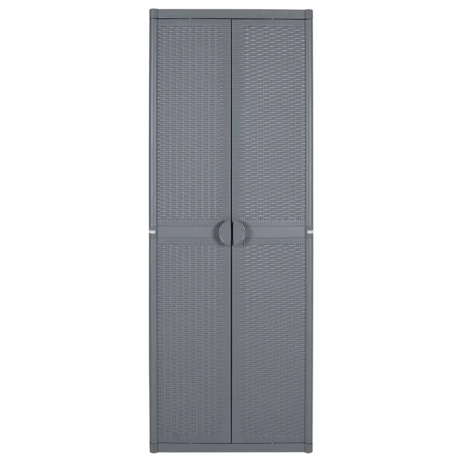 Armoire de rangement de jardin gris 65x45x172 cm PP rotin - 2
