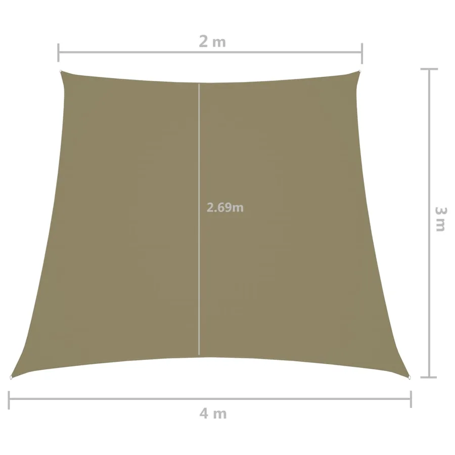 Voile de parasol Tissu Oxford trapèze 2/4x3 m Beige - 6