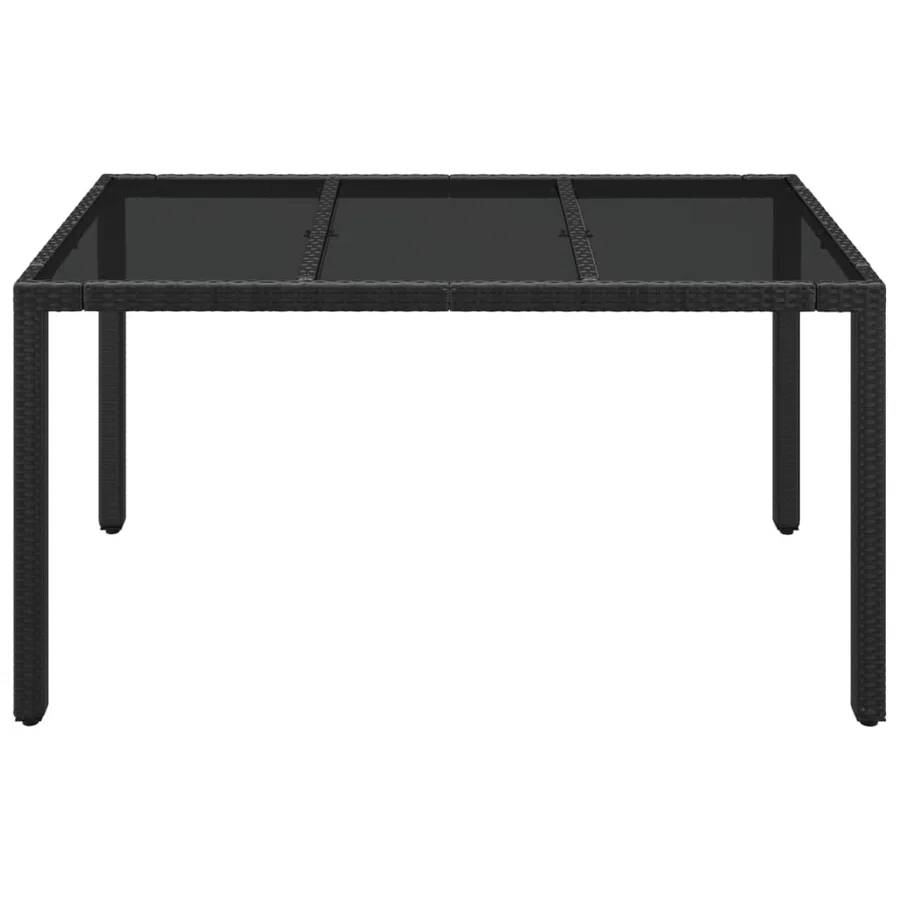 Table de jardin dessus en verre Noir 150x90x75cm Résine tressée - 3