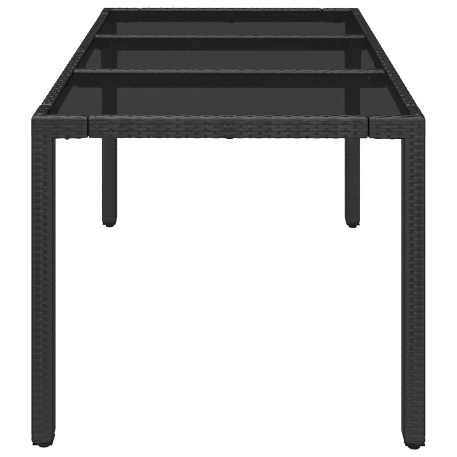 Table de jardin dessus en verre Noir 150x90x75cm Résine tressée - 4