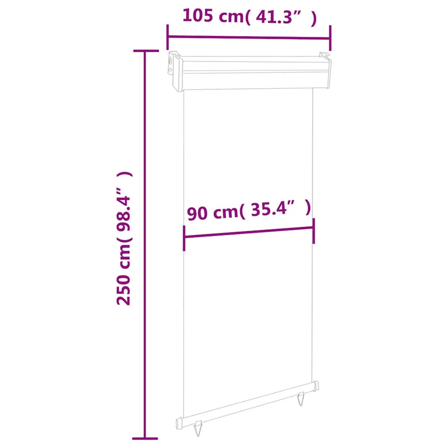 Auvent latéral de balcon 105x250 cm noir - 10