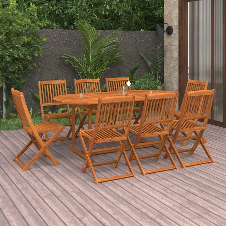 Ensemble à manger de jardin 9 pcs bois massif d'acacia