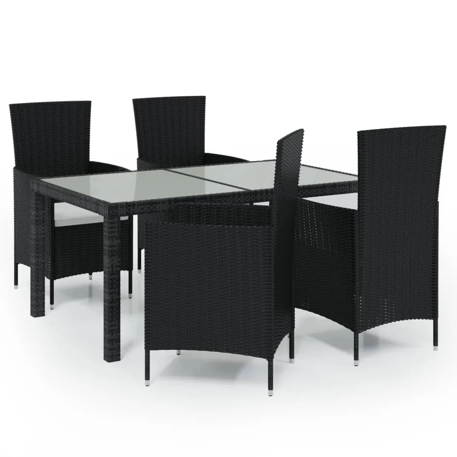 Ensemble à manger d'extérieur 5pcs avec coussins Résine tressée - 2