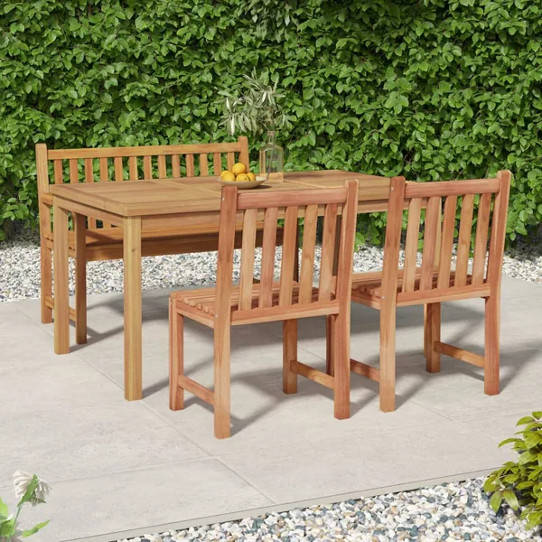 Ensemble à manger de jardin 4 pcs Bois de teck massif