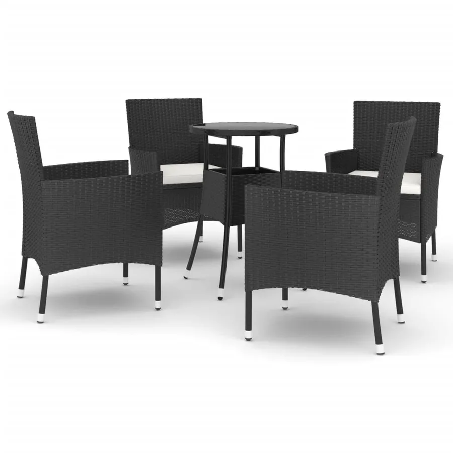 Ensemble de bistro de jardin 5 pcs coussins noir poly rotin - 2