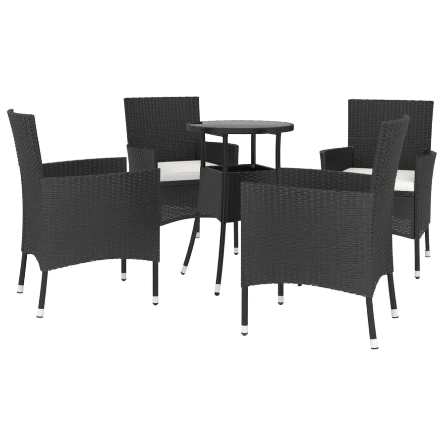 Ensemble de bistro de jardin 5 pcs coussins noir poly rotin - 3