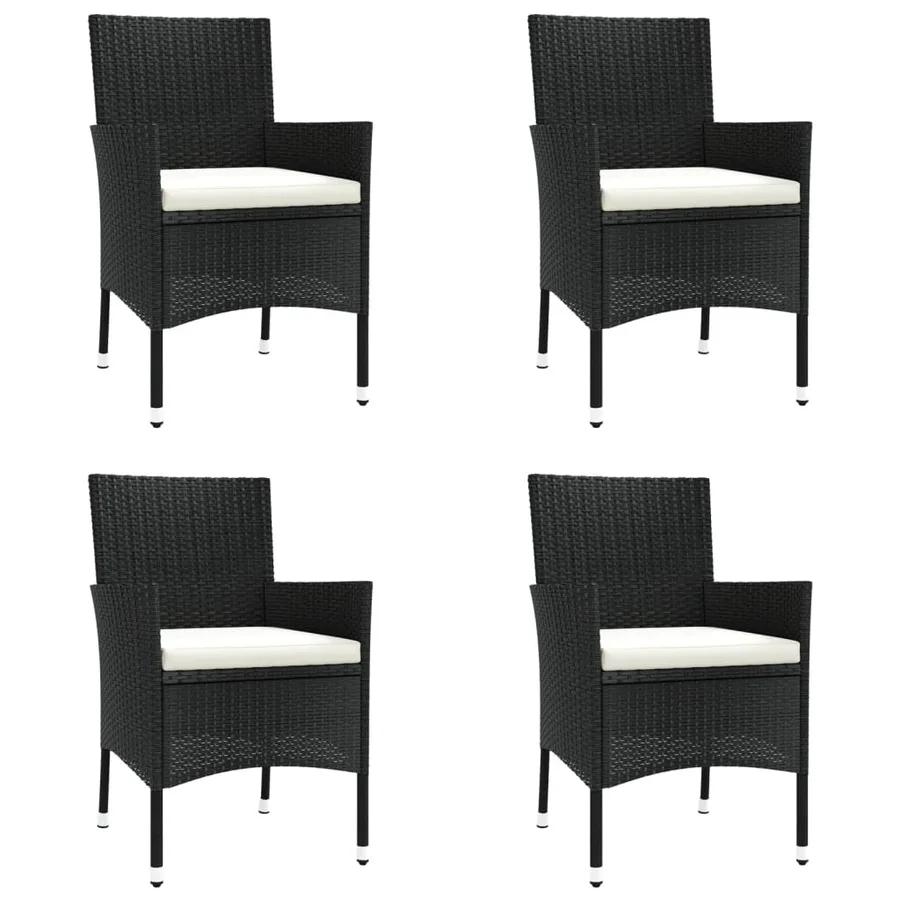 Ensemble de bistro de jardin 5 pcs coussins noir poly rotin - 4