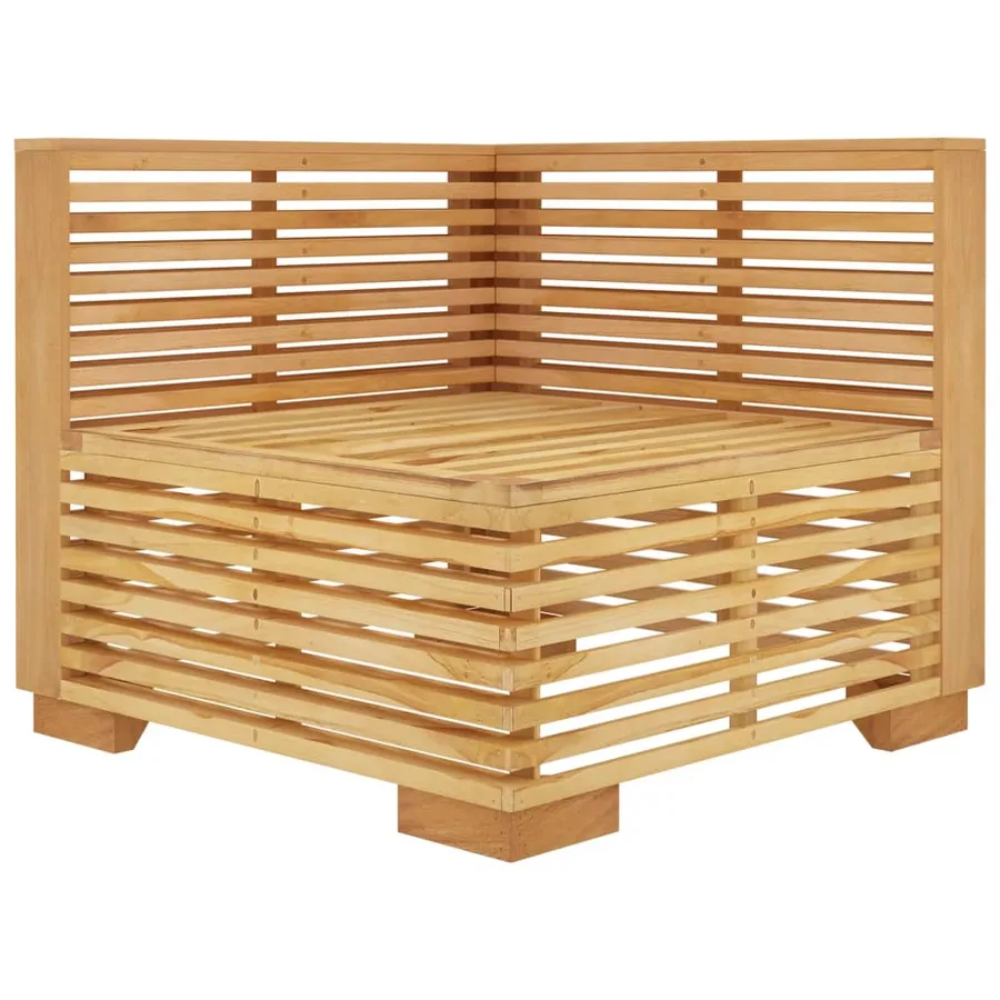Canapé d'angle de jardin coussins Gris foncé Bois teck massif - 6
