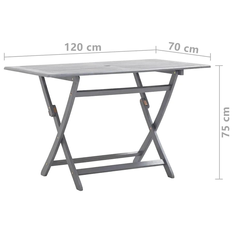 Ensemble à manger de jardin 7 pcs Bois d'acacia massif Gris - 11