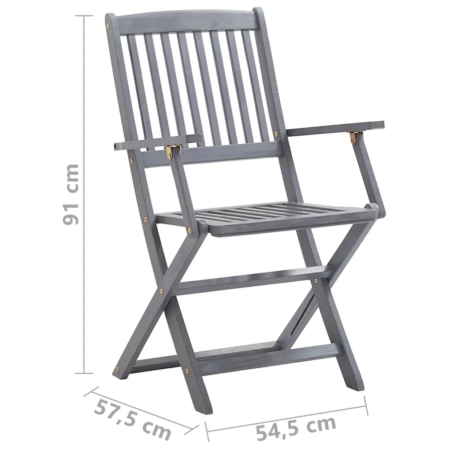 Ensemble à manger de jardin 7 pcs Bois d'acacia massif Gris - 12