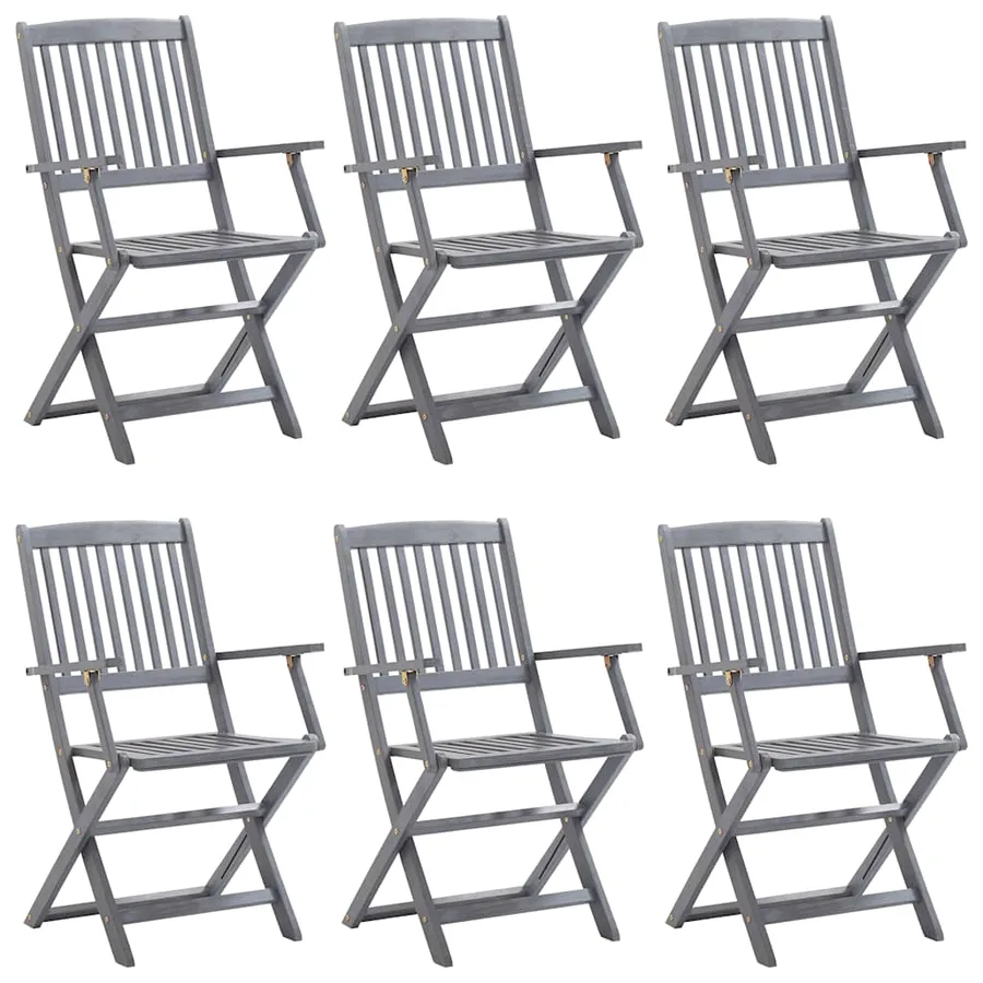 Ensemble à manger de jardin 7 pcs Bois d'acacia massif Gris - 7
