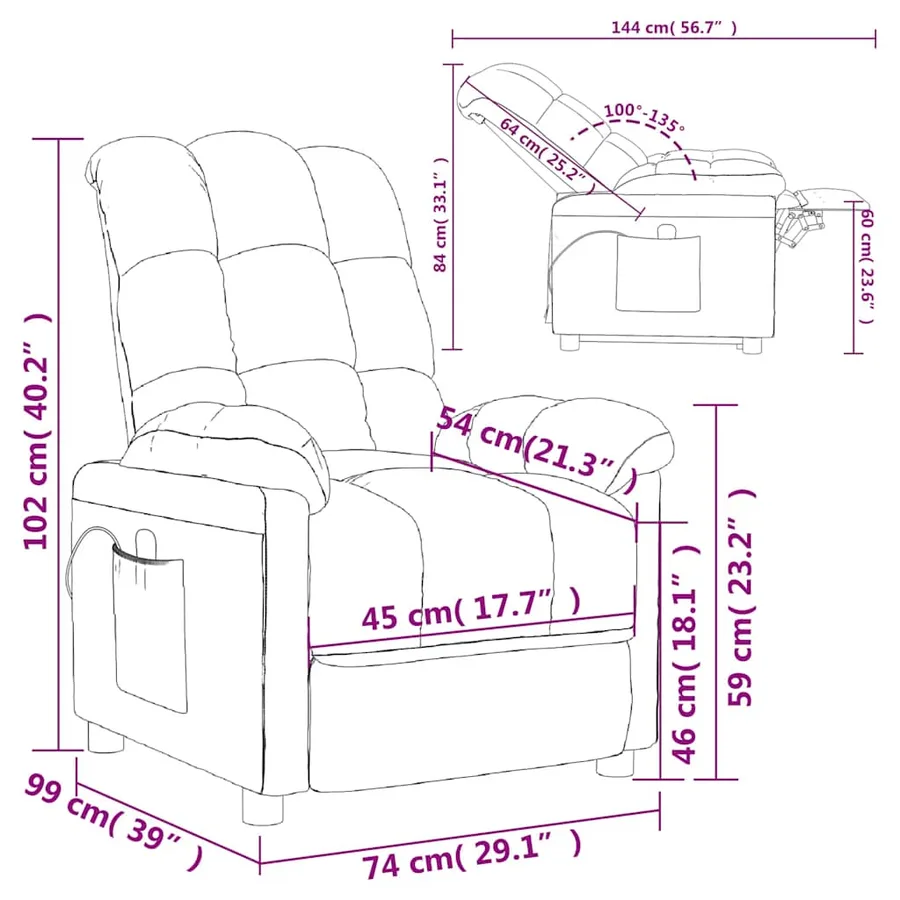 Fauteuil de massage Gris clair Tissu - 11
