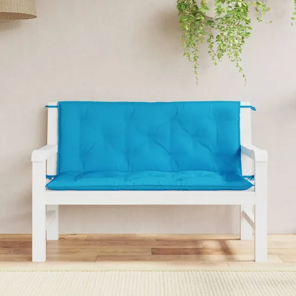 Coussins de banc de jardin lot de 2 bleu clair tissu Oxford