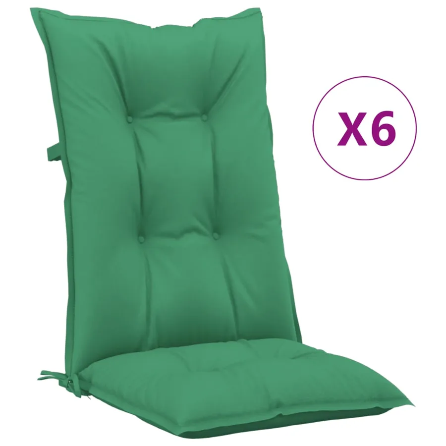 Coussins de chaise de jardin à dossier haut lot de 6 vert tissu - 2