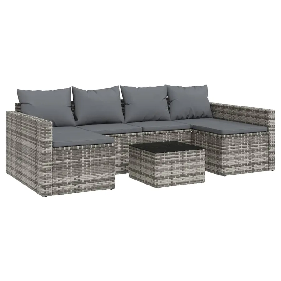 Salon de jardin 2 pcs avec coussins Gris Résine tressée - 2