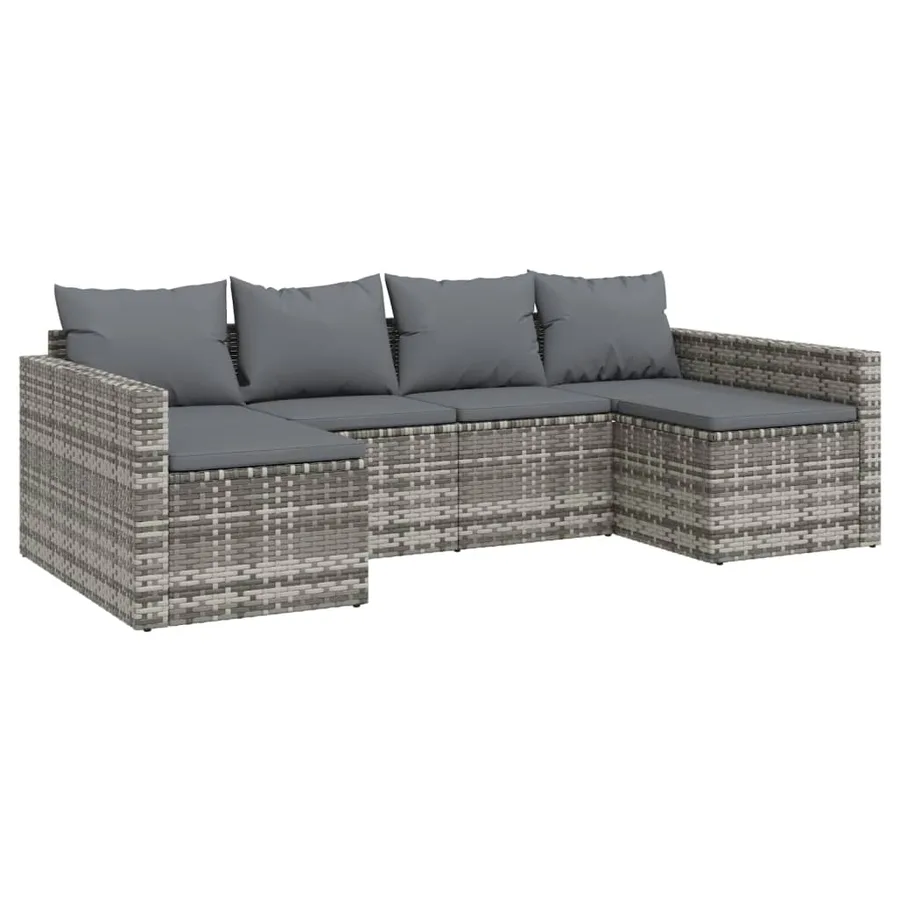 Salon de jardin 2 pcs avec coussins Gris Résine tressée - 3