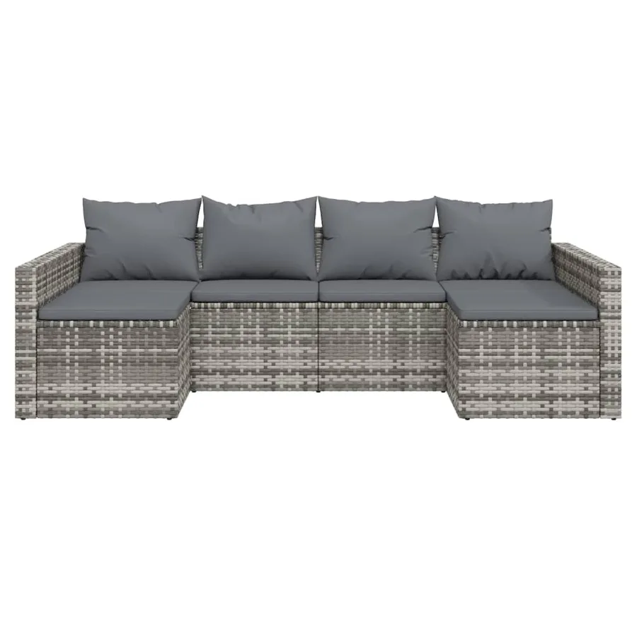 Salon de jardin 2 pcs avec coussins Gris Résine tressée - 4