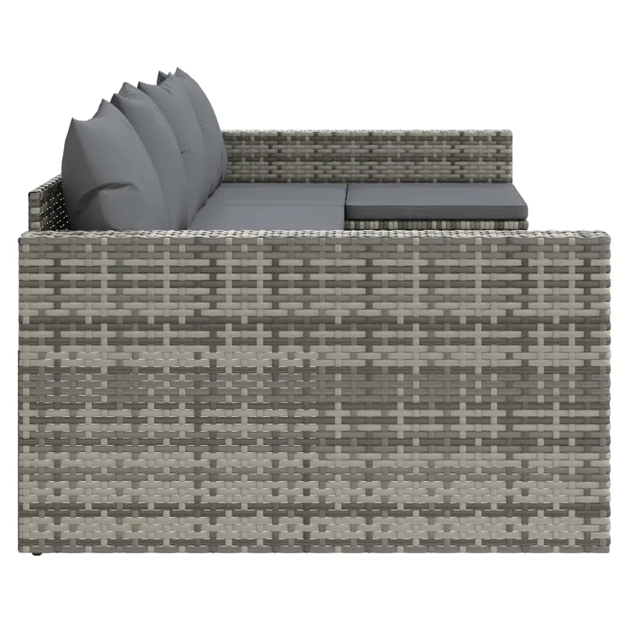 Salon de jardin 2 pcs avec coussins Gris Résine tressée - 5
