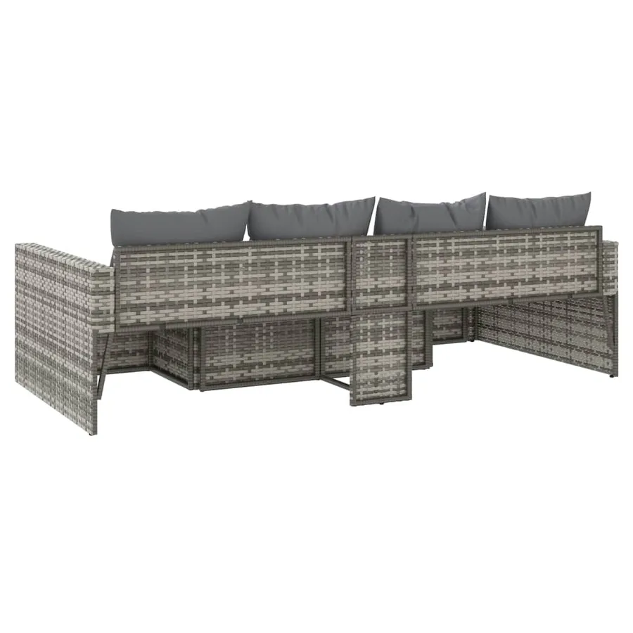 Salon de jardin 2 pcs avec coussins Gris Résine tressée - 6