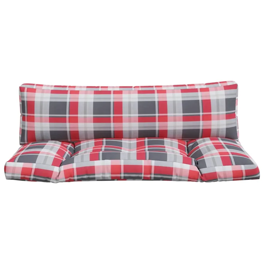 Coussins de palette 2 pcs carreaux rouges tissu - 4