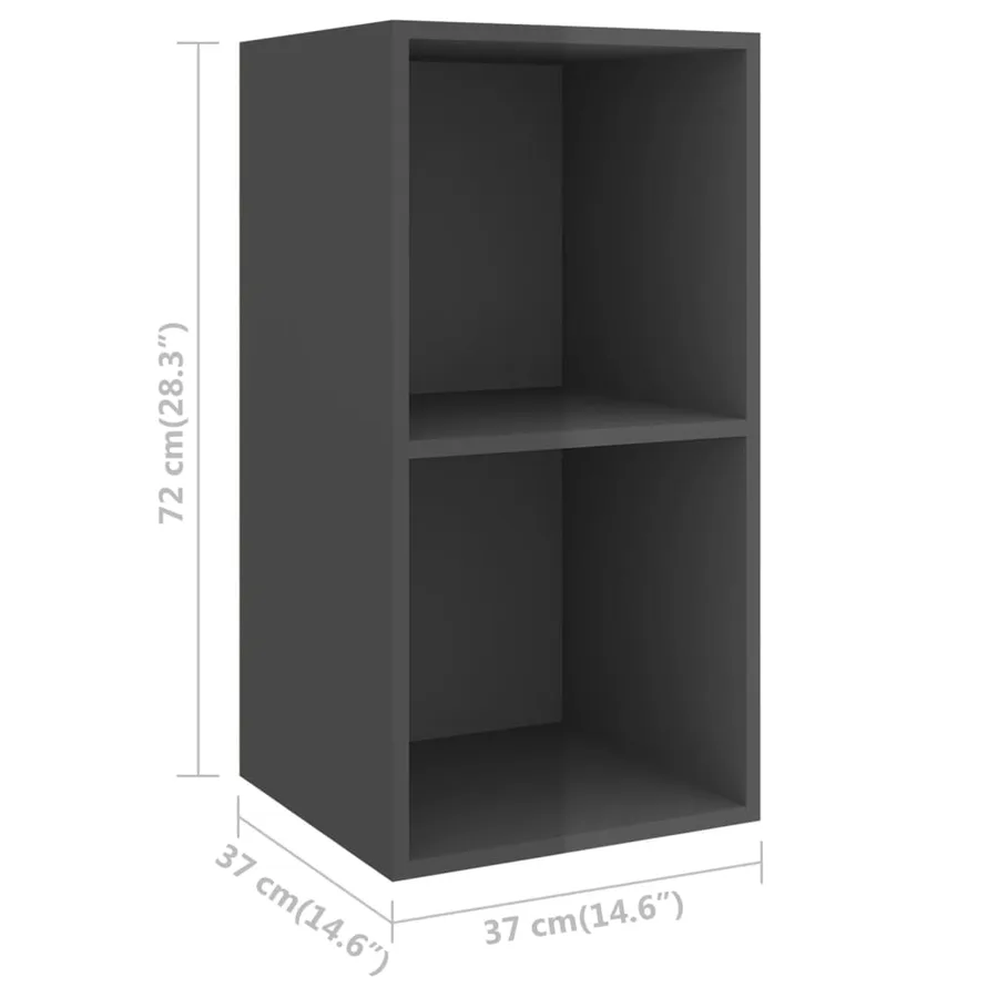Meubles TV muraux 2 pcs Gris brillant Bois d'ingénierie - 5