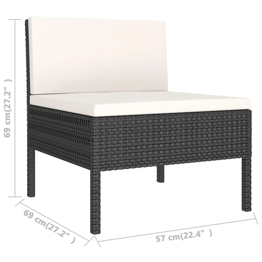 Salon de jardin 8 pcs avec coussins résine tressée noir - 10