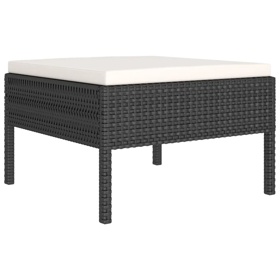 Salon de jardin 8 pcs avec coussins résine tressée noir - 3