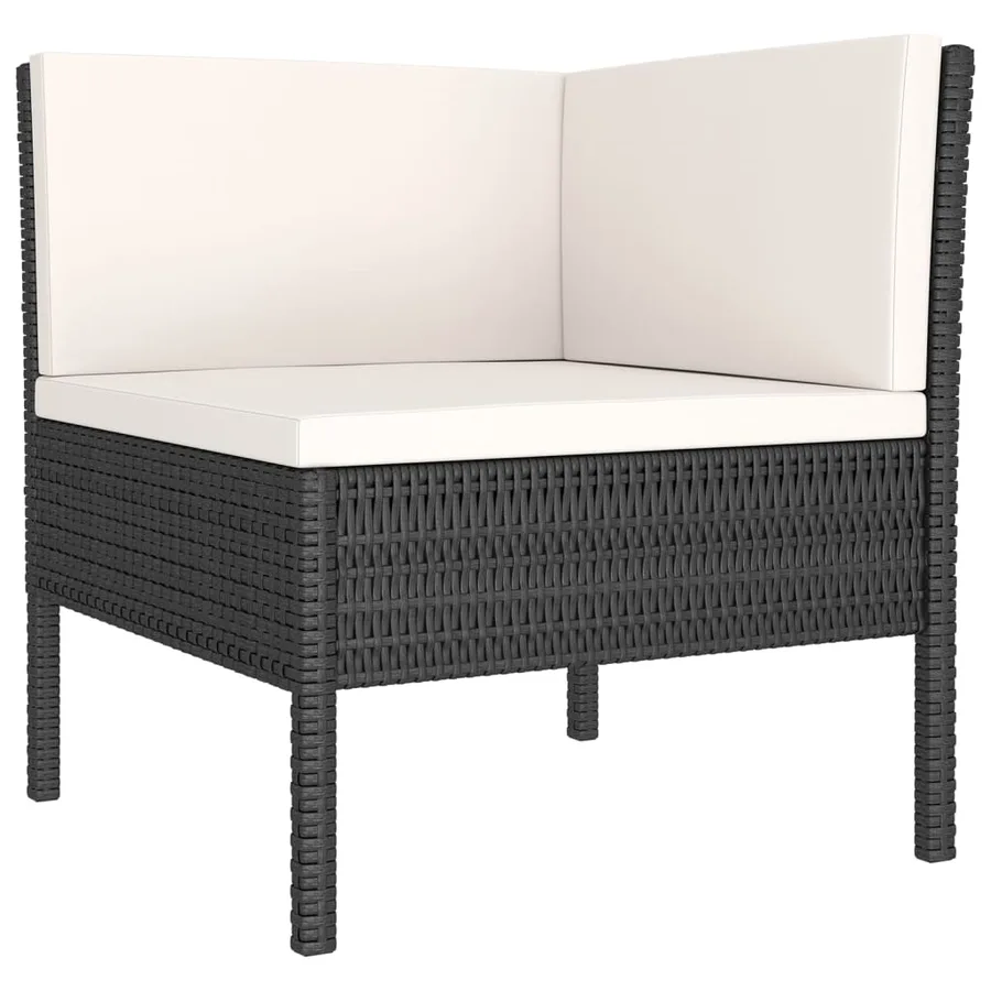 Salon de jardin 8 pcs avec coussins résine tressée noir - 5