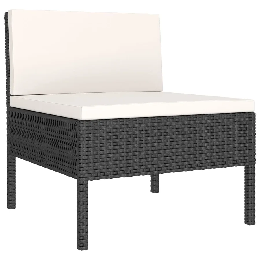 Salon de jardin 8 pcs avec coussins résine tressée noir - 6