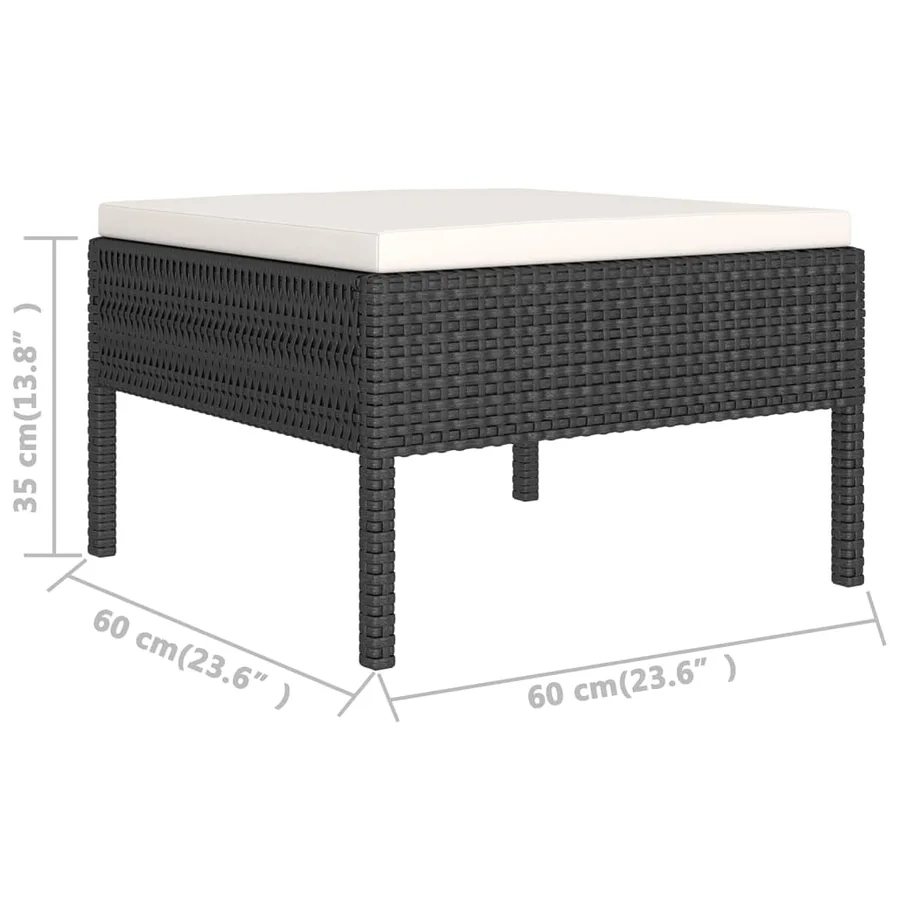 Salon de jardin 8 pcs avec coussins résine tressée noir - 7